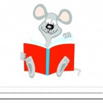 Interlined paper Mouse with Book Free printable writing paper for homeschool, preschool and kindergarten