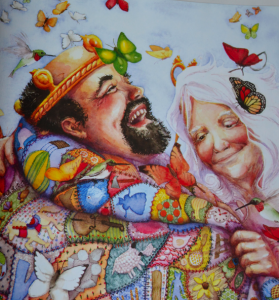 The Quiltmakers Gift Spread spread from a picture book about generosity and giving The Quiltmakers Gift