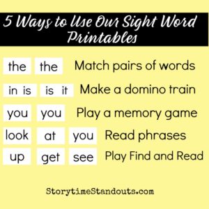 5 Ways to Use Sight word Printables from Storytime Standouts